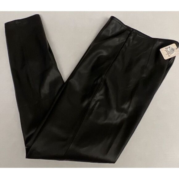 Free People Womens Sz 29 Black Faux Leather Spitfire Stacked Skinny Leggings - Picture 1 of 11